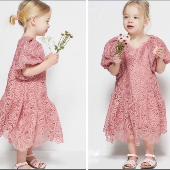 Jonathan SimkhaiX Lelebelle Penelope Lace Dress in Rose Sz 6 (Girl)